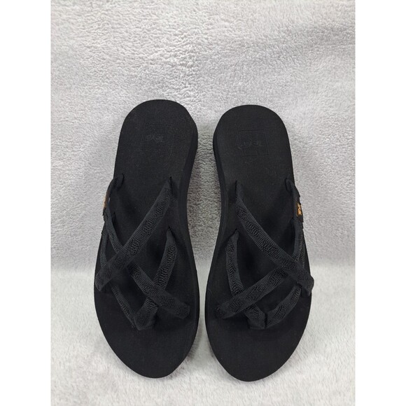 Teva Olowahu Slides Black Slip On Sandals Flip Flops 6840 Size 8 Womens Comfy - Picture 7 of 10